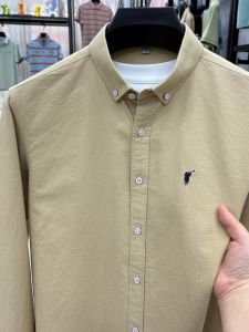 Áo Sơ Mi Nam Tay Dài Thêu Cotton Nguyên Chất Cao Cấp Thường Ngày Công Sở Cổ Bẻ Thường Ngày Mùa Thu Thoáng Khí Mát Mẻ