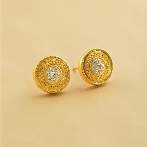Chow Sang Sang 周生生 999 24K Pure Gold Cultural Blessings Auspicious Diamond Stud Earrings for Women 95722E