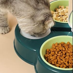 ชุดชามให้อาหารสัตว์เลี้ยง ชามสัตว์เลี้ยง ชามแมว ชามแมว2หลุม ชามให้อาหารและน้ำสำหรับสุนัขและแมว ชามข้าวแมวชามใส่น้ำ ชามให้อาหารและน้ำ