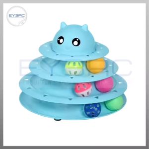 Interactive Tower Cat Toy with Moving Balls - Safe Durable Non-Skid Pads & Built-in Tracks for Indoor Cats