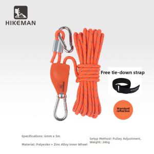 HIKEMAN | Camping Tent Rope with Lights Windproof Warning Atmosphere