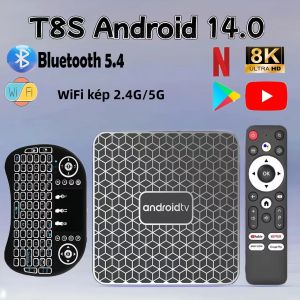 Android TV Box T8S 4K Thiết Bị Giải Mã Truyền Hình Với Hỗ Trợ Google Voice Wifi Kép 2.4G&5G RAM 4GB Bộ Nhớ 64GB/128GB Trình Phát Video 8K Với HDMI 2.0