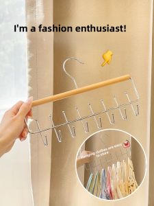 Wooden Multi-Purpose Clothes Hanger with Hooks for Home Closet Underwear Vest Bra Wave Storage Hanger Space Saving Rotatable