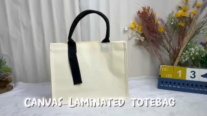 Canvas Laminated Tote Bag Big Small Jute Beg Tangan Wanita Murah Cetak Nama Totebag Handbag Shoulder Cotton Handle