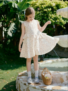 XIANGYING | Cotton Floral Sleeveless Dress for Big Girls Summer