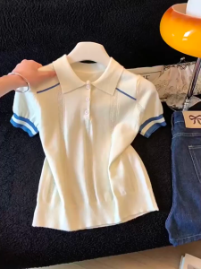 Màu chặn áo sơ mi ngắn tay với cổ áo mùa xuân và mùa hè phiên bản Hàn Quốc dịu dàng phong cách mềm mại và thời trang áo sơ mi nhỏ linh hoạt với tính khí