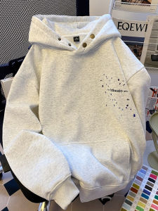 American High Street Heavyweight Hoodie Womens New 2025 Autumn Winter Fleece Lined Thick Loose Casual Grey Jacket