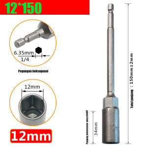 Adapter Soket Kunci Pas Ekstension Panjang 150mm Hex Nut Driver Sambungan Soket Kunci Pas 8/10/12mm Mata Bor Kunci Sok Hex bor listrik adaptor kunci pas soket