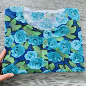 Broken Code Clear Pure Cotton Retro Print Fashion Tal * Ots Plus Size Womens Spring Summer round Neck Short Sleeves Knitting Cardigan