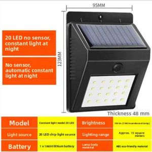 Solar-Powered Motion-Sensor LED Wall Light Waterproof Outdoor & Indoor