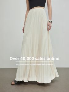 Elegant White Chiffon Skirt A-Line Pleated Long Half Dress