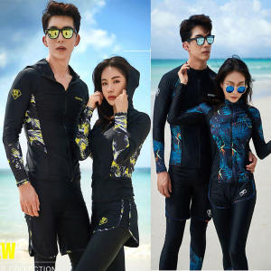 2023 New Arrival Couple Diving Suit Mens and Womens Split Long-Sleeved Pants Sun Protection Quick-Drying Dive Skin Surfing Swimsuit