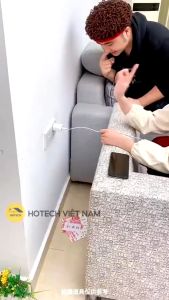 P PMC Ổ cắm chia điện 2500W nhỏ gọn tiện lợi xoay 180 độ chia 3 chân tròn dẹt với màu đen trắng xanh hồng