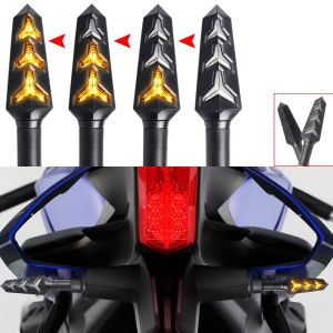 2pcs Motorcycle Turn Signal Light Flashing Motorbike LED Bendable Flowing Fishbone Indicator Lights Daytime Running Lights 12v