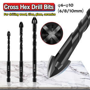 Digeo 6/8/10mm Cross Hex Tile Ceramic Drill Bits for Glass Ceramic Concrete Hole Opener