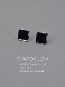 925 Sterling Silver Black Earrings Womens Fashion Square Design Unique Style Luxury Feelings New 2025 Trendy Jewelry Accessories