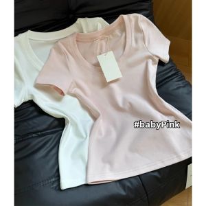 SUHUIQIAN | Slim Fit Pink Short Sleeve T-Shirt