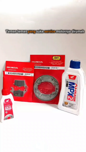 Paket Kampas Rem Belakang + Oli Mpx2 + Oli Gear + Dispad Depan Beat Pop Fi Esp Vario 1110 125 150 Scoopy Spacy Paketan Sevis Rem