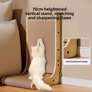 L Shape Cat Scratcher Cardboard Bell Hole Catnip Wear-Resistant Scratching Post For Indoor Cats Furniture Protection