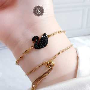 Gelang Tangan Serut Gold Angsa Mata Hitam cxb2804
