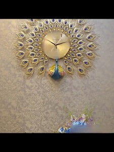 Đồng hồ treo tường chim công đồng hồ Quartz hiện đại trang trí phòng khách cao cấp decor nhà