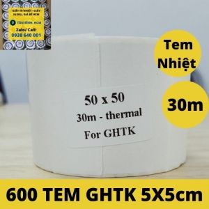 Tem nhiệt 50x50mm tem GHTK 5X5mm - Cuộn 30m giấy in nhiệt