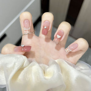 Nhựa Giả Móng Tay Dễ Thương Màu Hồng Nhẫn Nhẹ Nhàng Có Thể Tháo Rời Móng Ngón Tay Phụ Kiện Móng Tay Thiết Bị Làm Đẹp