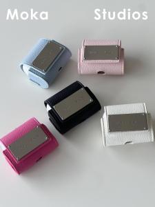 MokaStudios Airpods pro 2 Case Premium Bluetooth Creative Litchi Pattern Leather Crossbody Protective Cover for Apple Airpods