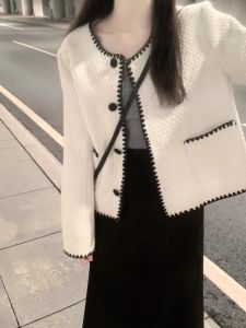 White Elegant Lady Style Short Quilted Jacket Womens Fashion French Country Top Trendy Spring New Arrival Outerwear