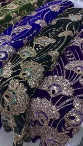 2026 African Nigeria High-Quality Velvet Beaded Sequins French Tulle Lace Fabric Dress Nigerian 5 Yards For Wedding Party Women
