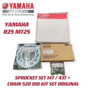 YAMAHA R25 MT25 SPROCKET SET 14T / 43T + CHAIN 520 DID KIT SET ORIGINAL