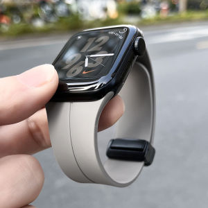 BINGBINGYA | Dây Đeo Đồng Hồ Apple Từ Tính Gập Nút Silicone