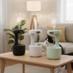 Teekland Bình uống nước cho thú cưng Mèo Độ Ẩm Cho Phòng Ngủ 800Ml Mát Máy tạo độ ẩm không khí Chống Trọng Lực Kỹ Thuật Số Độ Ẩm Với Màn hình LED Yên Tĩnh Núm Điều Khiển Mèo