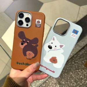 MrHaHa Leather Case For For Xiaomi 11 Lite Redmi 9 9A 9C 10 10C 12C A1 13C A3 14C Note 9 10 11 12 13 K60 K70 4G 5G Cartoon Cute Puppy Colorful Simple Retro Style Leather Case Shockproof Phone Cases