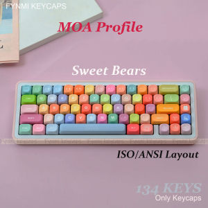 Fynmi MOA Profile Sweet Bears Keycaps ISO/ANSI Layout Keycap 134keys PBT Dye-Sublimation Keycaps for Mechanical Keyboard