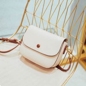 Fashionable Soft Leather Shoulder Bag Womens Crossbody Small round Bag Korean Style Zipper Closure Casual Purse for Youth