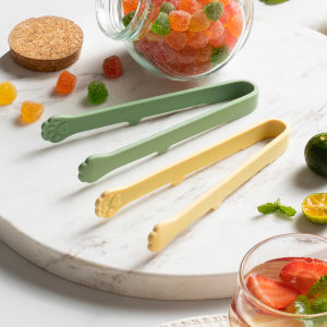 2Pcs Silicone Mini Tongs Non-slip Cute Cat Paw Shape Food Tongs Kitchen Barbecue Frying Clip Barbecue Snack Ice Candy Clip