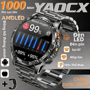 Đồng Hồ Thông Minh Ngoài Trời GPS Dành Cho Nam Đèn Pin LED 17 Inch IP68 Chống Nước AI Voice Bluetooth Gọi 100+ Chế Độ Thể Thao Theo Dõi Nhịp Tim