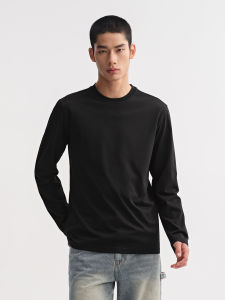 CHINISM | Mens Long Sleeve Base T-Shirt for Spring and Autumn Soft & Smooth  White