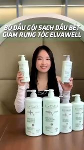 Dầu Gội Giảm Rụng Tóc Sạch Dầu Bết ELVAWELL Xanh 500ML - 1000ML