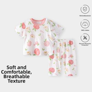 TONGLIANCHUXIN | Summer Lightweight Cotton Childrens Short Sleeve Separates Set