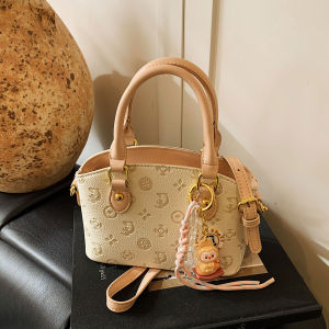 Elegant Pink Bucket Bag Womens Crossbody Single Shoulder Handbag Luxury Small Leather Goods Korean Style Printed PU Bag