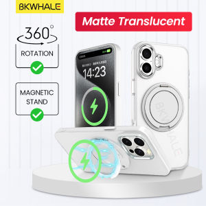 BKWHALE Rotating magnetic bracket ring phone case For iPhone 17 Pro Max 17 Air 16 15 14 13 Pro Max 14 15 16 Plus Translucent frosted Case