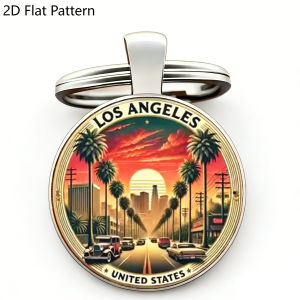1PC Los Angeles City Keychain Retro California Style Women Keyring Durable LA Souvenir Mens Gift for Fathers Day Birthday