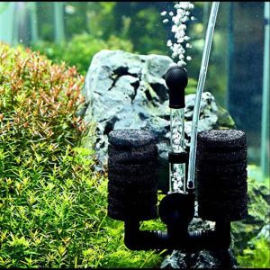 Aquarium Sponge Filter Double Biochemical Cotton Filter Fish Tank Air Pump Water Filter Black