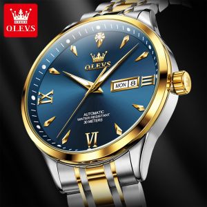 OLEVS original automatic mechanical movementLuxurious stainless steel strap watch for men waterproof luminous calendar