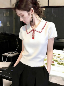 HUOLISI | New Season Polo Collar Contrast Color Knitted Tshirt