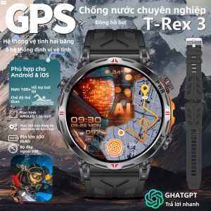 Đồng Hồ Thông Minh Quân Sự Mạnh Mẽ 2025 Màn Hình AMOLED HD 1.56 Inch GPS Chống Nước 3ATM Tích Hợp La Bàn Đo Nhịp Tim Độ Cao Áp Suất Khí Quyển Bluetooth