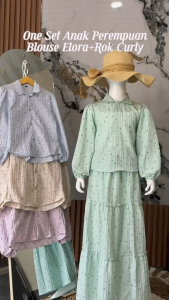 Oneset Anak Perempuan Blouse Rok Curly Elora Usia 4-13 Tahun