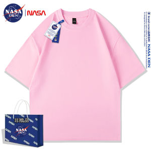 เสื้อยืดแขนสั้นผ้าฝ้ายแท้คอกลมพิมพ์ลาย NASA สำหรับผู้ชาย ฤดูร้อน 2024 เสื้อยืดทรงหลวมสบาย ๆ ลำลอง สไตล์อเมริกัน